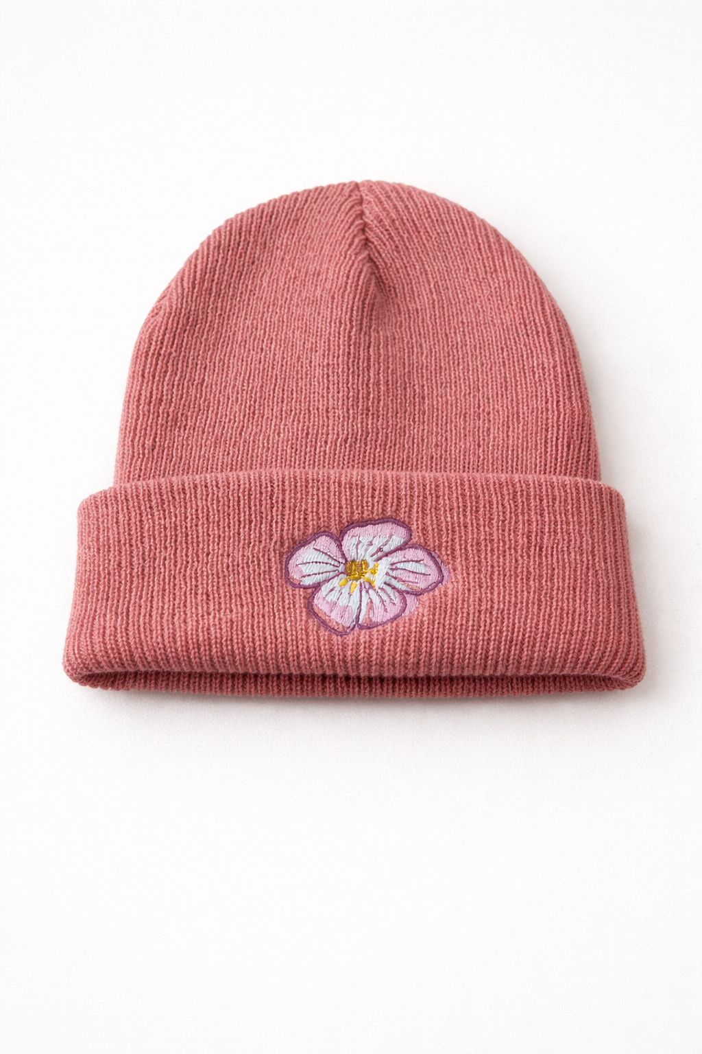 Wild Geranium Flower Embroidered Beanie